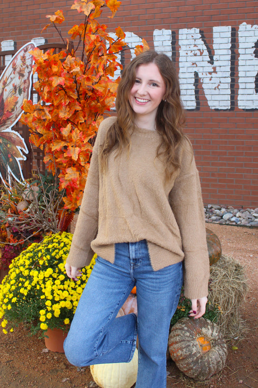 Fuzzy Feeling Sweater - Taupe