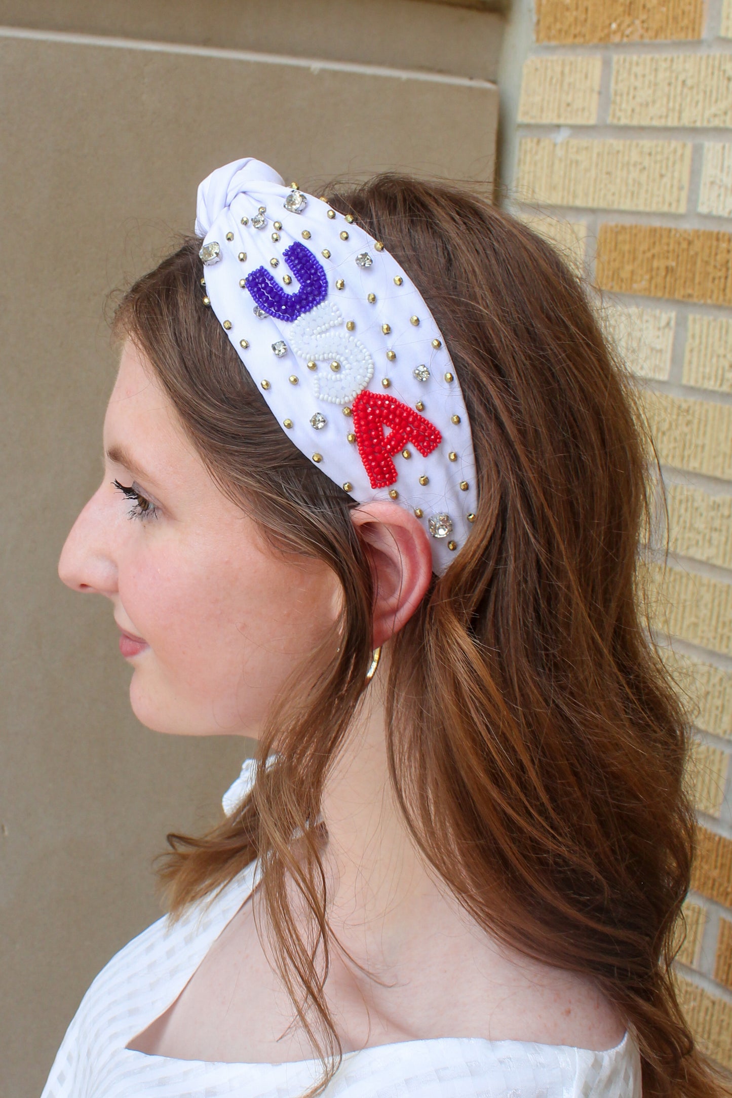 Pretty Patriotic Headband - White