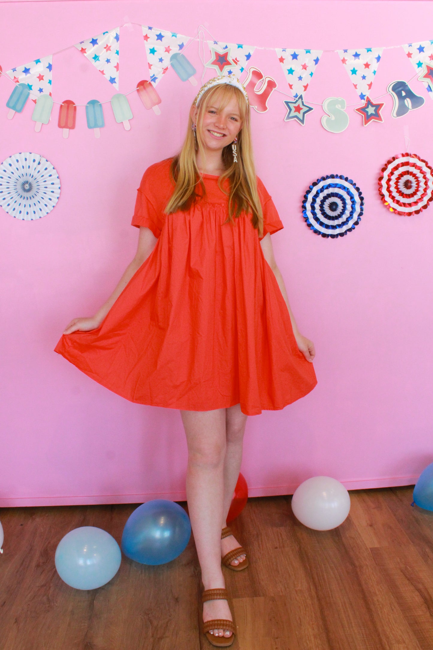 Simple & Sweet Dress - Orange Red