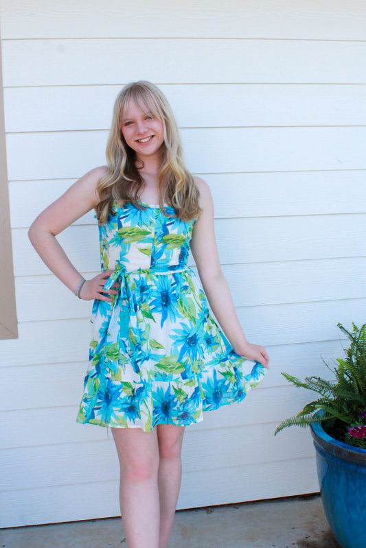 Bold Blooms Dress - Turquoise