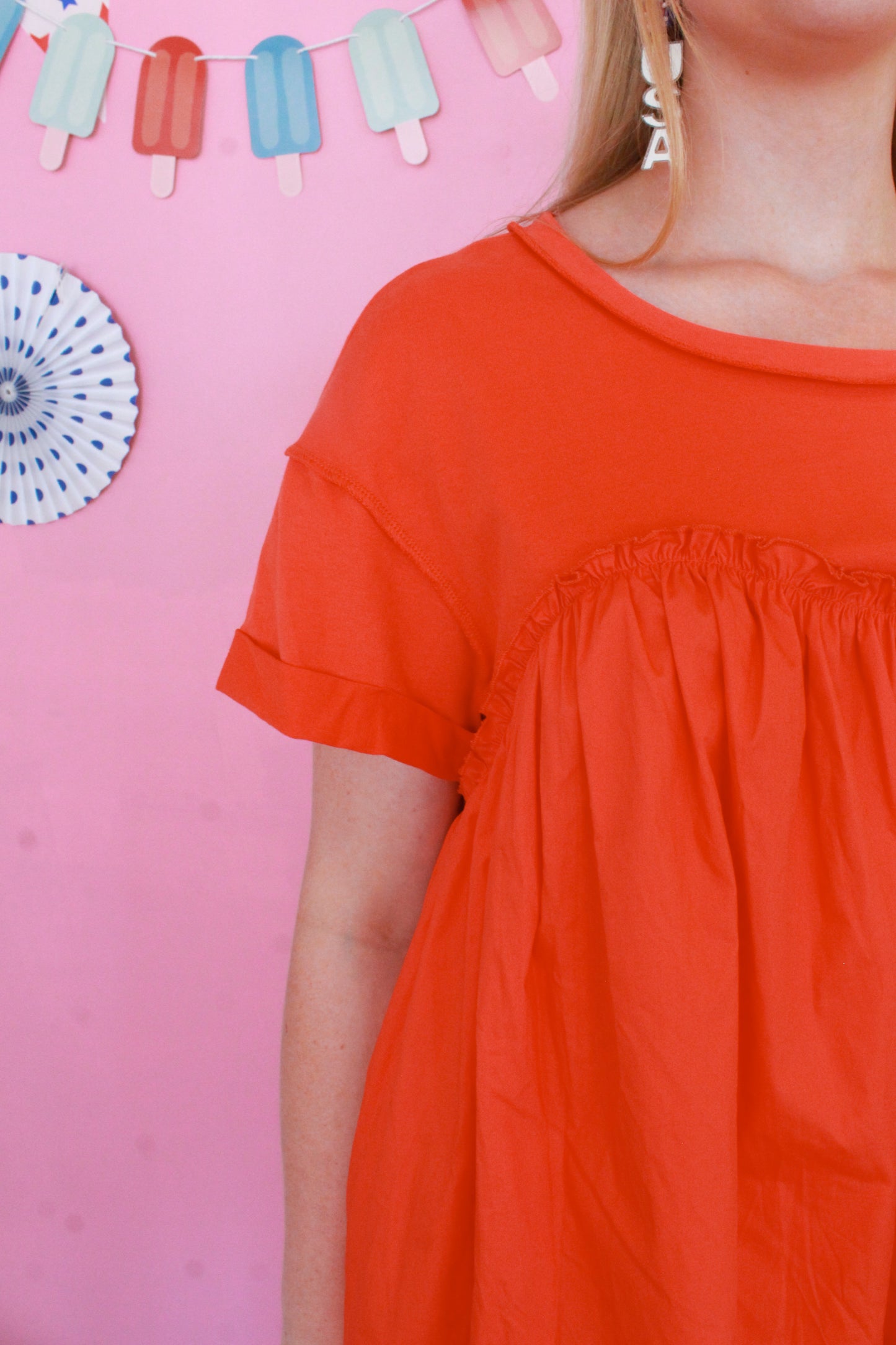 Simple & Sweet Dress - Orange Red